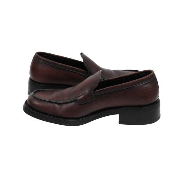 Prada Mens Vintage Penny Loafers Size US7 UK6 Brown Leather Square Toe Slip On - Picture 9 of 11